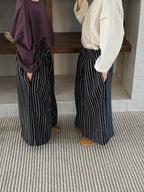 【80-140cm】豎條紋復古闊腿褲