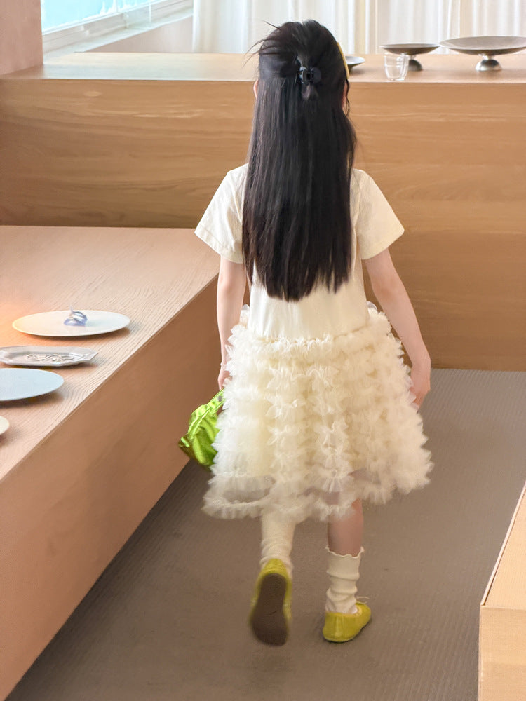 【100-160cm】多層立體雲朵蓬紗蛋糕洋裝