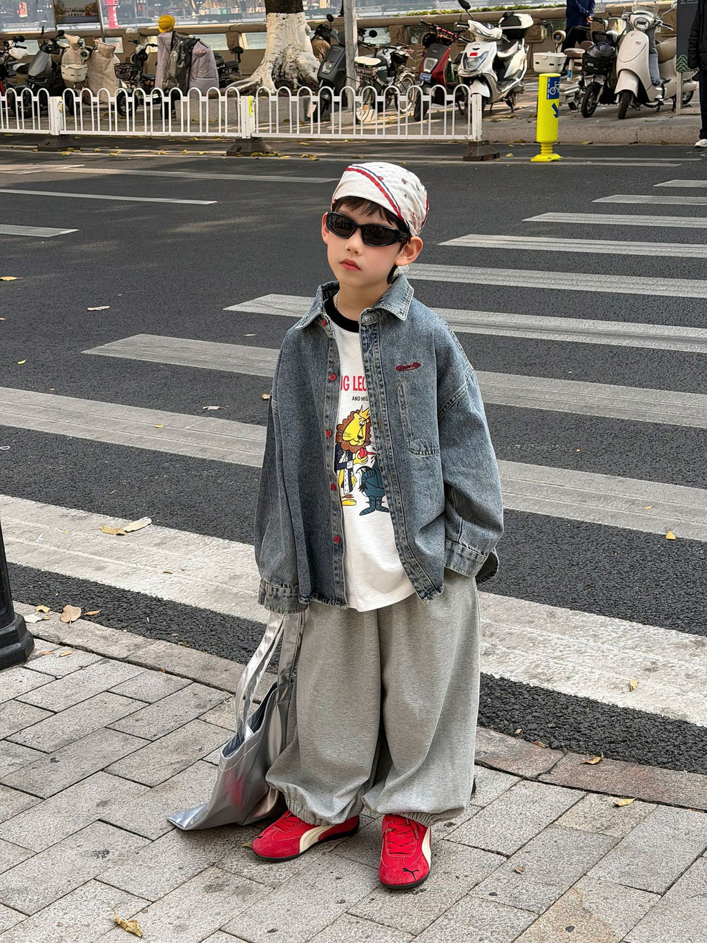 【90-160cm】韓版帥氣休閒寬鬆牛仔襯衫