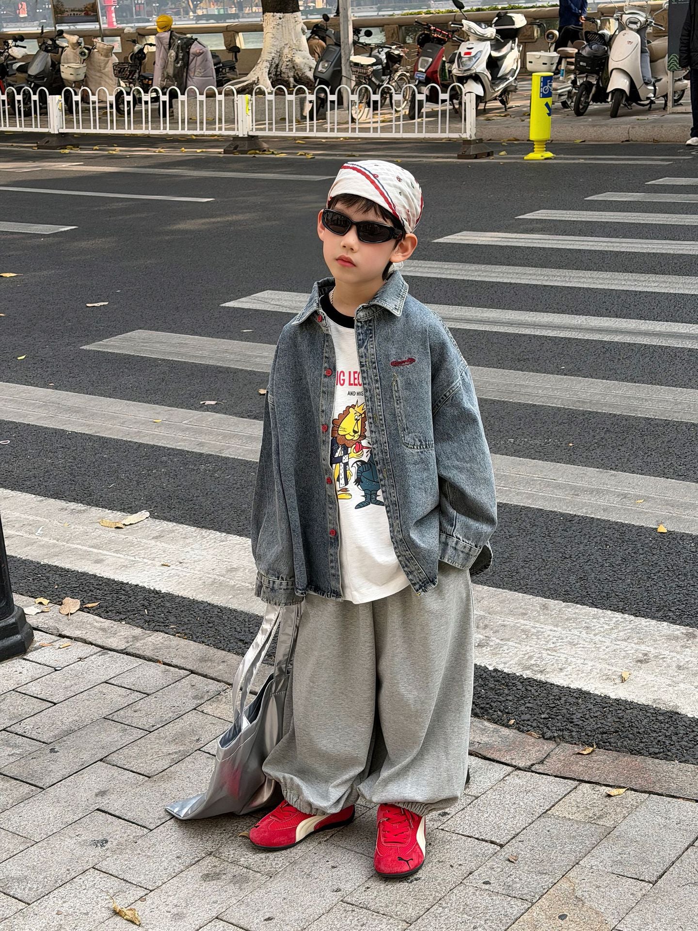 【90-160cm】韓版帥氣休閒寬鬆牛仔襯衫