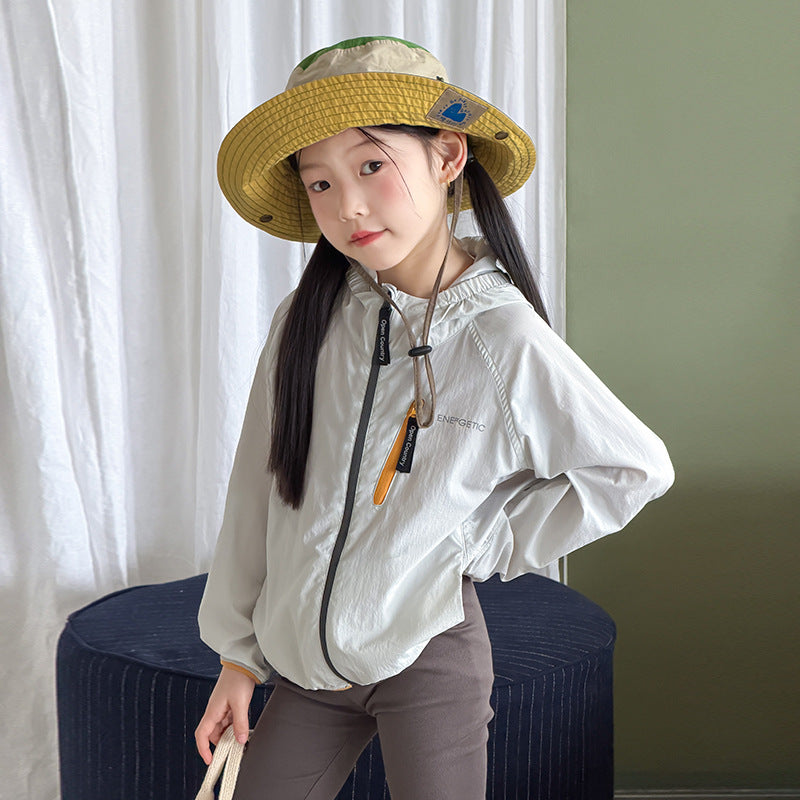 【100-170cm】5色-原紗防曬 | UPF50 + 高倍防紫外線撞色連帽防曬外套