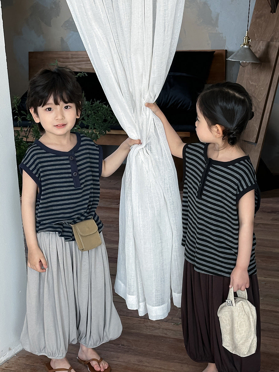 【80-140cm】條紋簡約森系復古背心