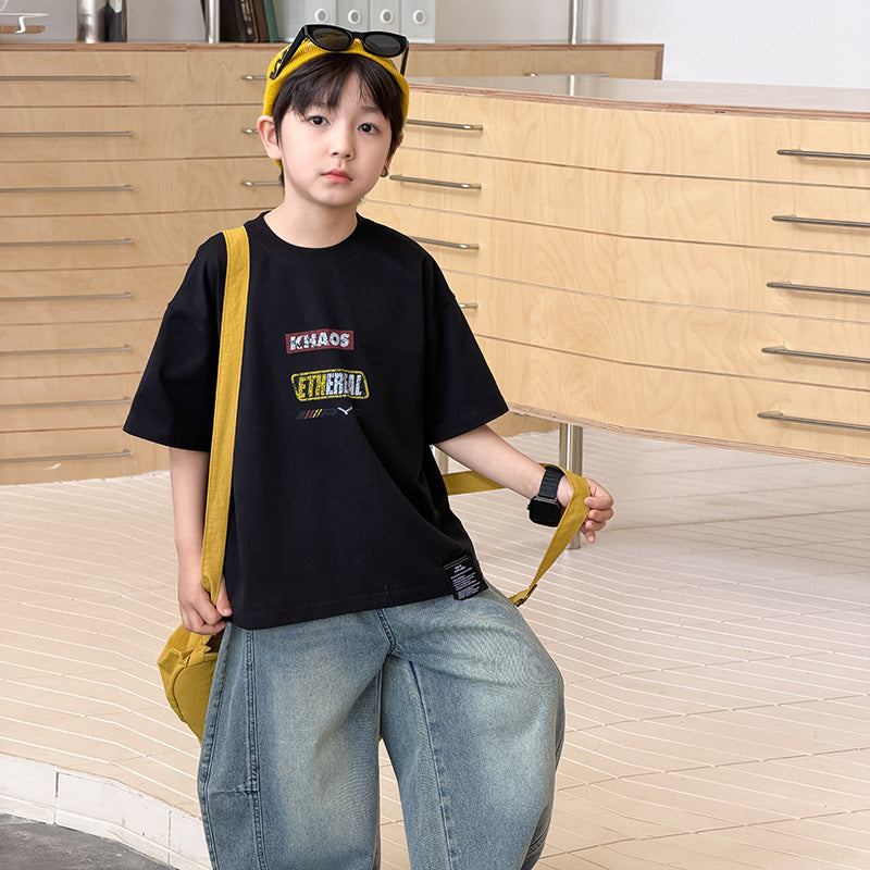 【100-170cm】冰紗涼感棉酷帥復古卡通T