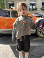 【90-140cm】狗狗短袖疊穿格子襯衫