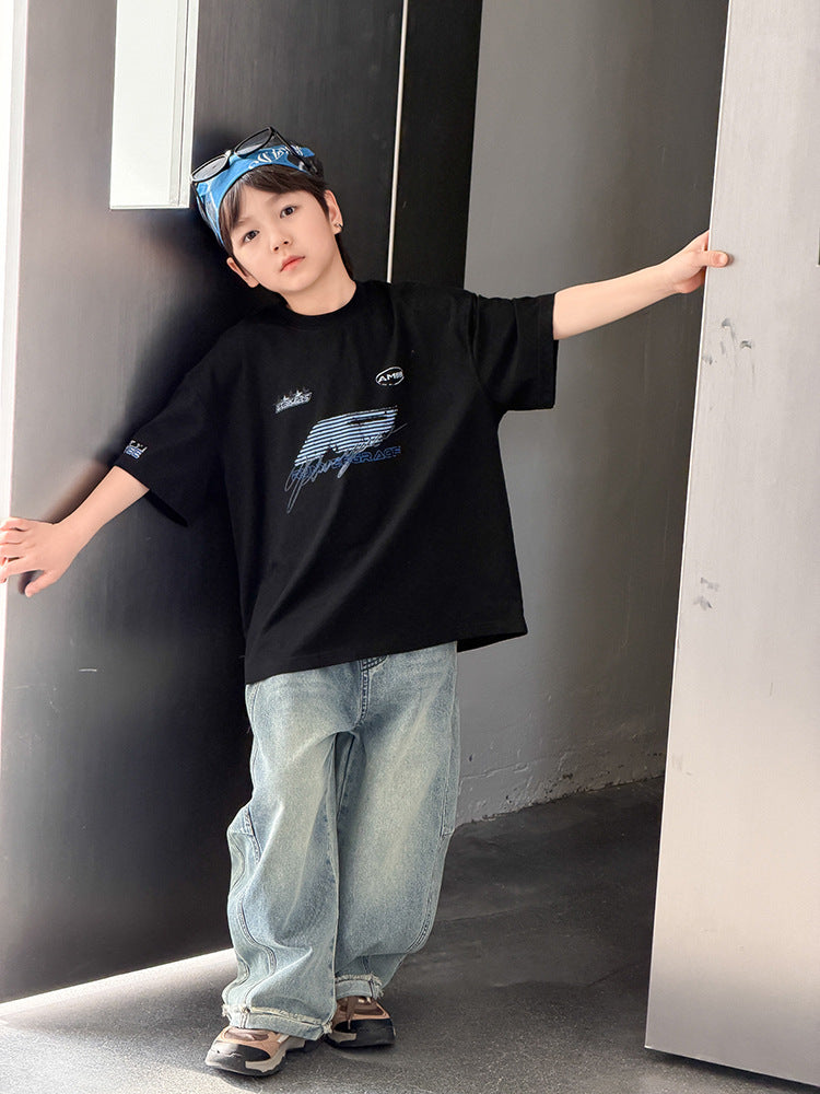 【100-170cm】冰紗全棉字母涼感T