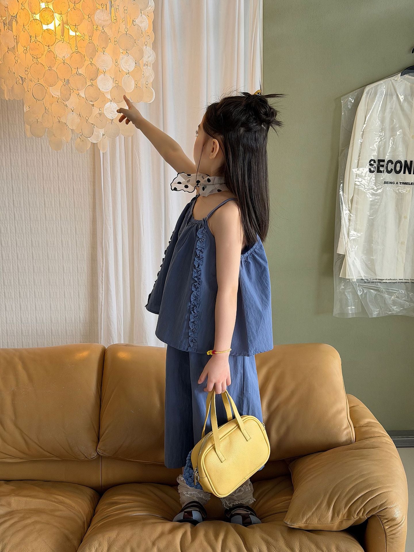 【100-160cm】韓版清新荷葉邊套裝