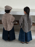 【80-140cm】復古港風豹紋襯衫