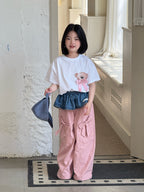 【120-160cm】蝴蝶結前後卡通可愛印花T