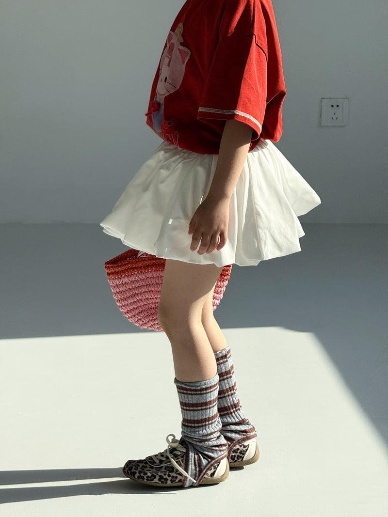 【120-160cm】雲朵蓬蓬感花苞 鬆緊腰燈籠裙