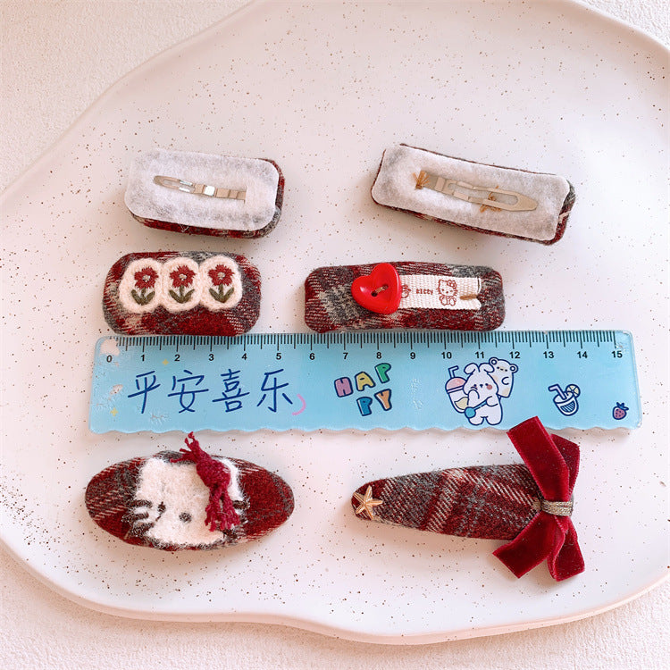 蝴蝶結格紋髮夾