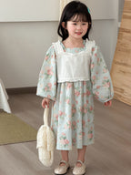 【90-140cm】罩衫吊帶棉布連身裙