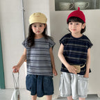 【80-140cm】條紋寬鬆無袖背心