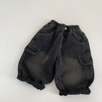 【現貨 90cm】純色口袋工裝牛仔直筒褲