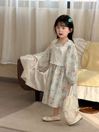 【90-140cm】罩衫吊帶棉布連身裙