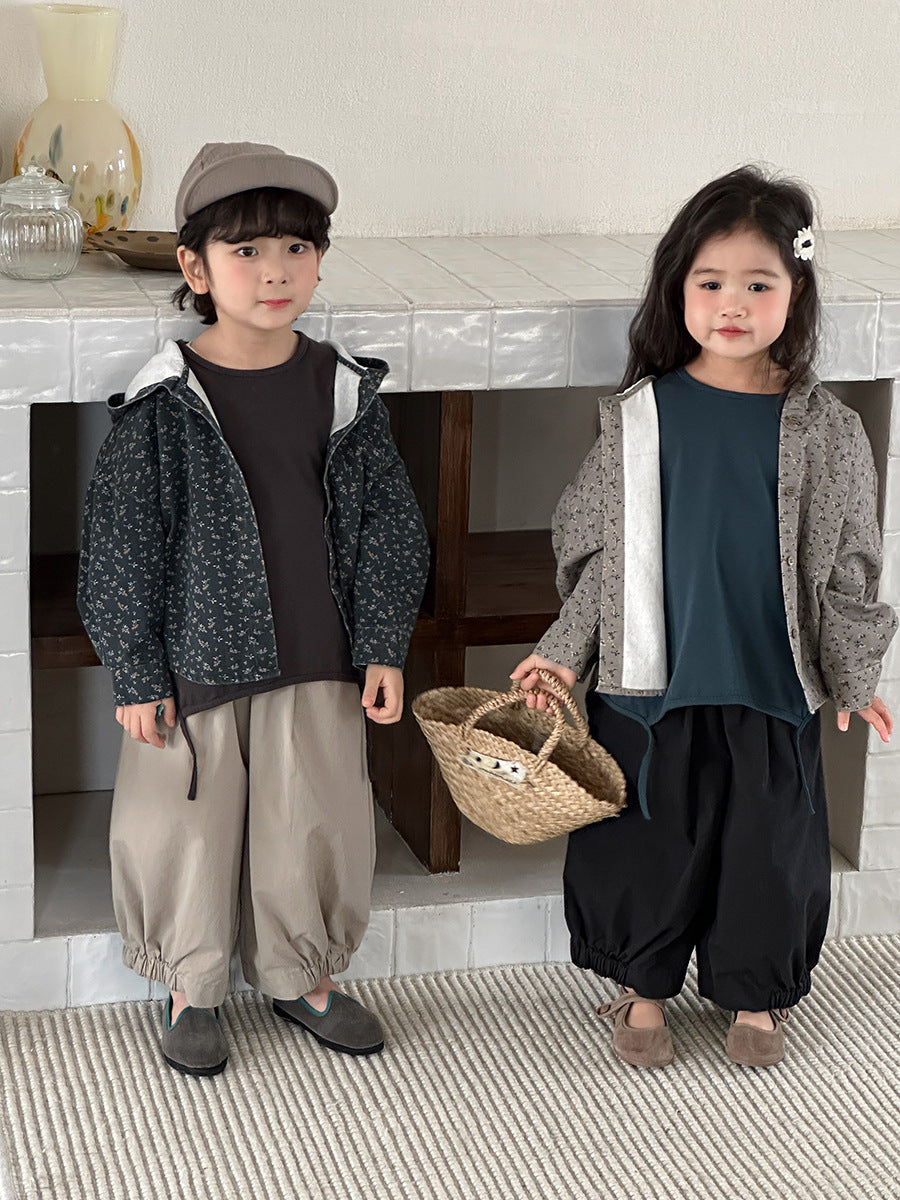【80-140cm】復古碎花連帽外套