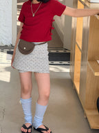 【120-160cm】韓版甜美側邊蝴蝶結短T
