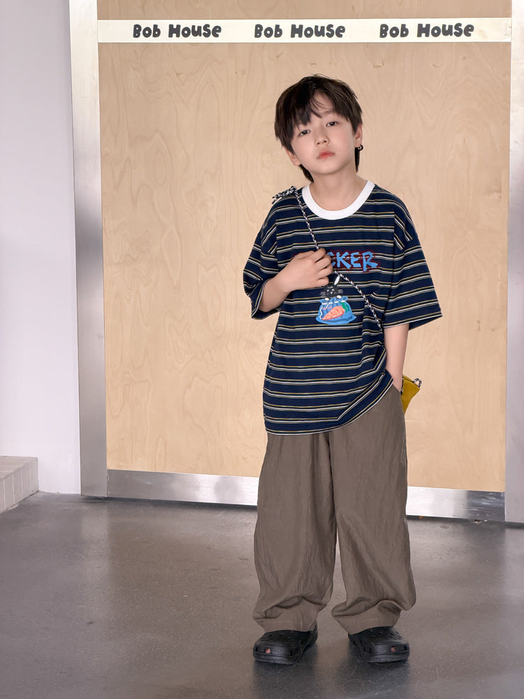 【100-170cm】卡通條紋印花T
