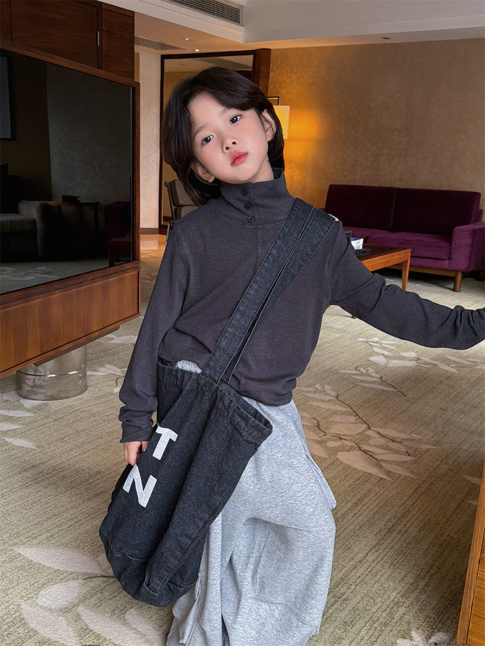 【100-160cm】꒰4色꒱高領修身百搭打底衫