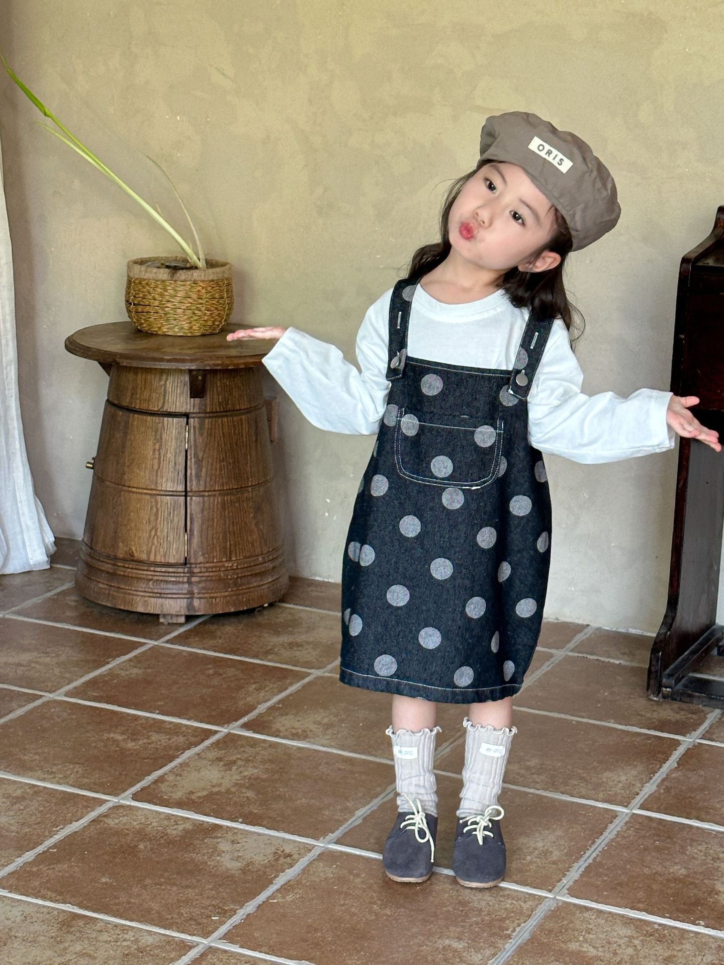 【現貨 80/120cm】波點牛仔褲 | 吊帶連衣裙