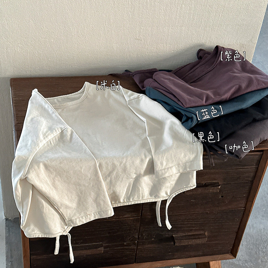 【80-140cm】寬鬆飄帶打底衫