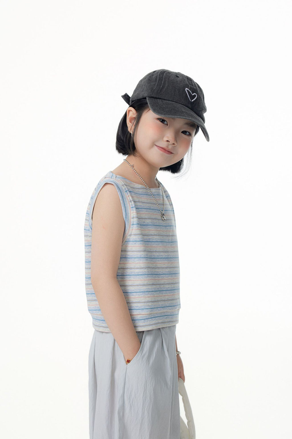 【90-150cm / M.L】【親子裝】日系一字領條紋背心