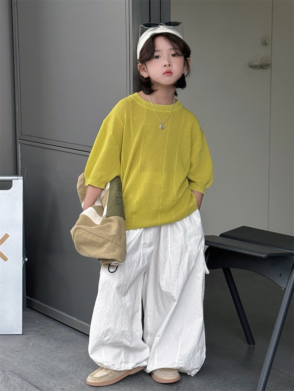 【100-160cm】韓系鏤空冰絲針織衫