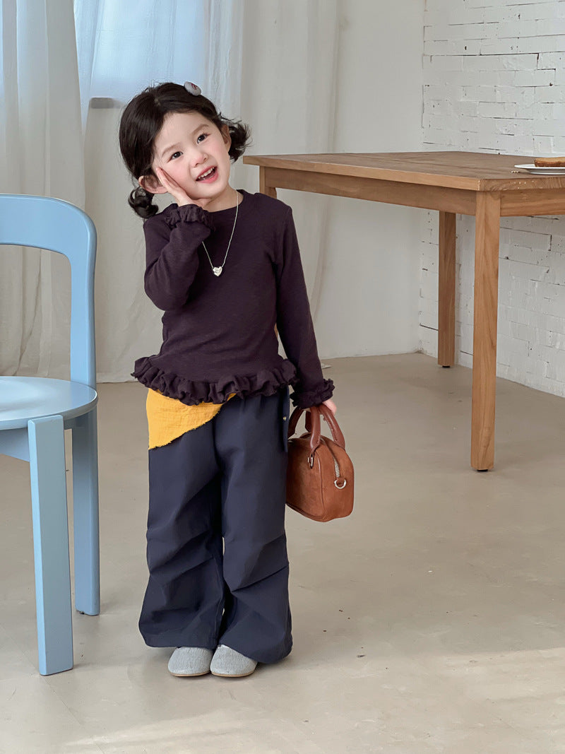 【90-140cm】꒰2色꒱花邊貼標打底衣