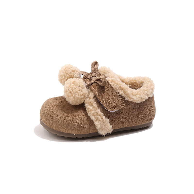 【現貨 內長15.3cm】【加绒】法式勃肯蝴蝶结毛球鞋