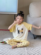 【100-170cm】韓版卡通休閒撞色居家服套裝