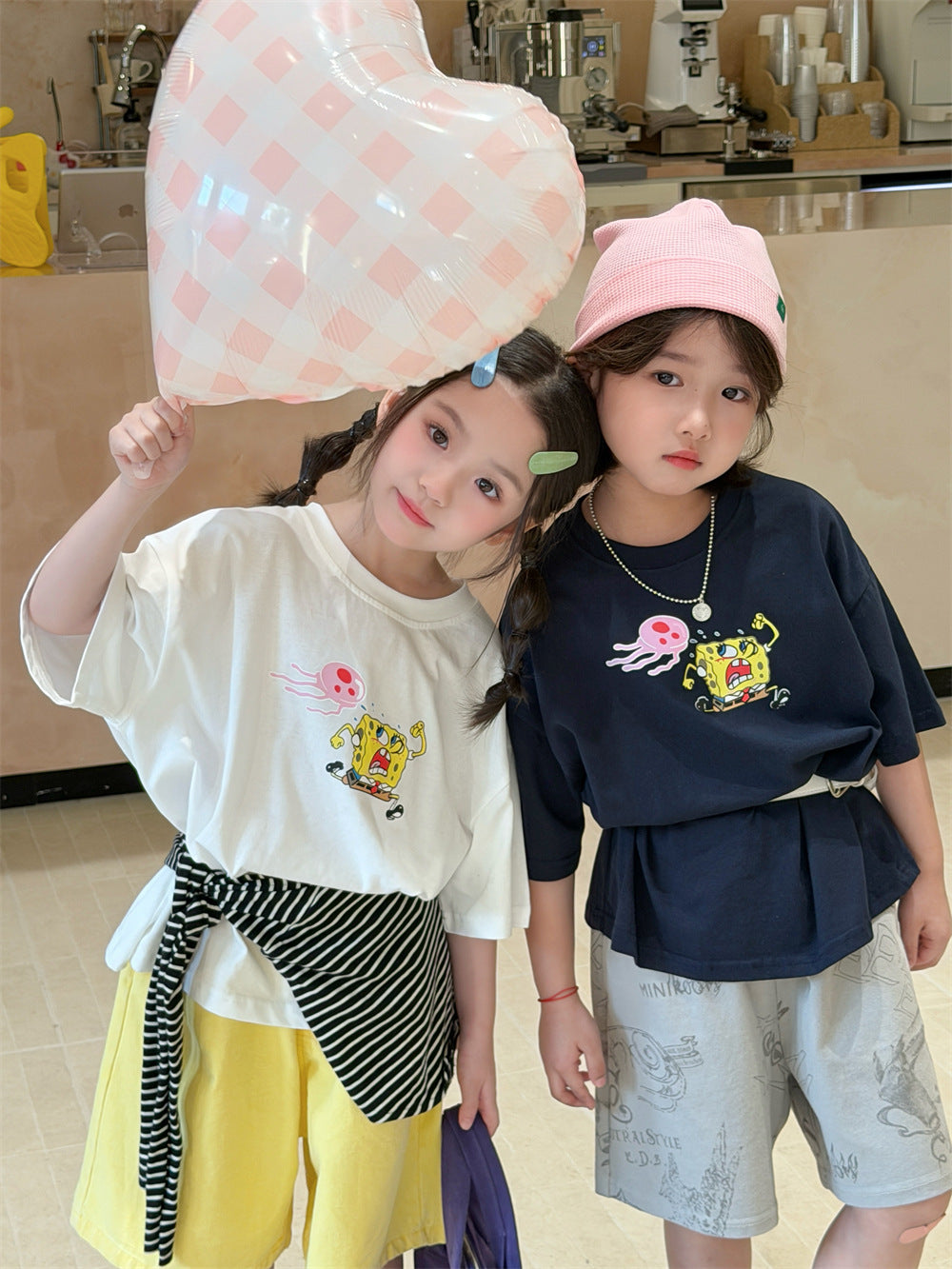 【90-150cm】海綿寶寶印花T