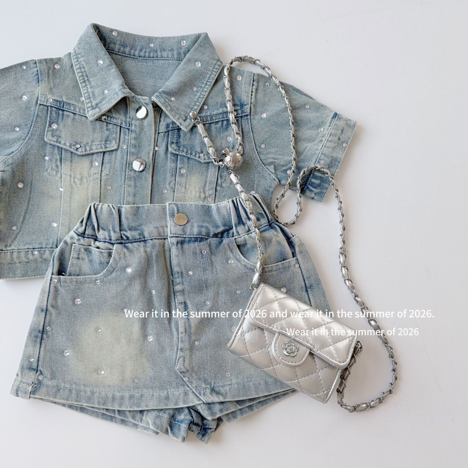 【90-150cm】美式復古重工牛仔套裝(帶安全褲)