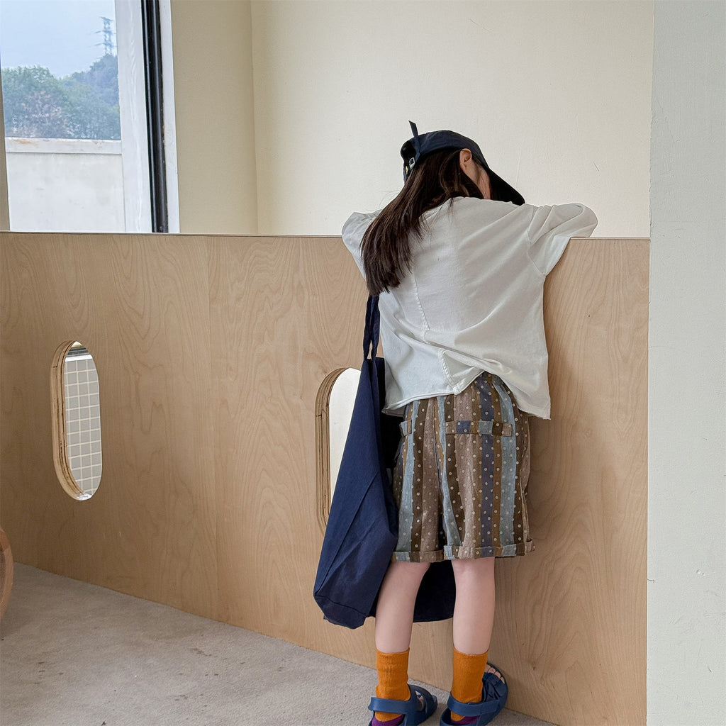 【80-130cm】(2色)韓版條紋波點短褲