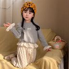 【90-140cm】一波點拼荷葉邊打底衫