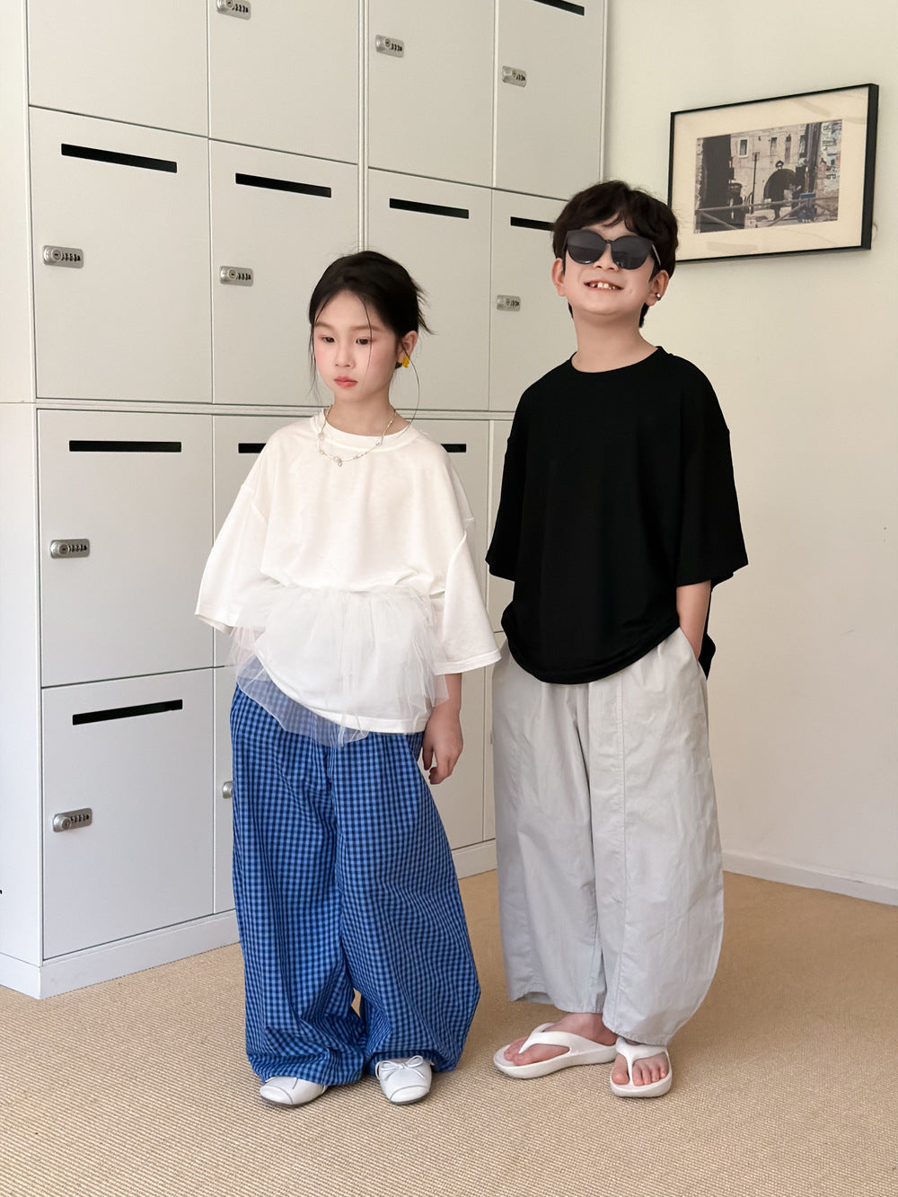 【100-160cm】韓版純色寬鬆T