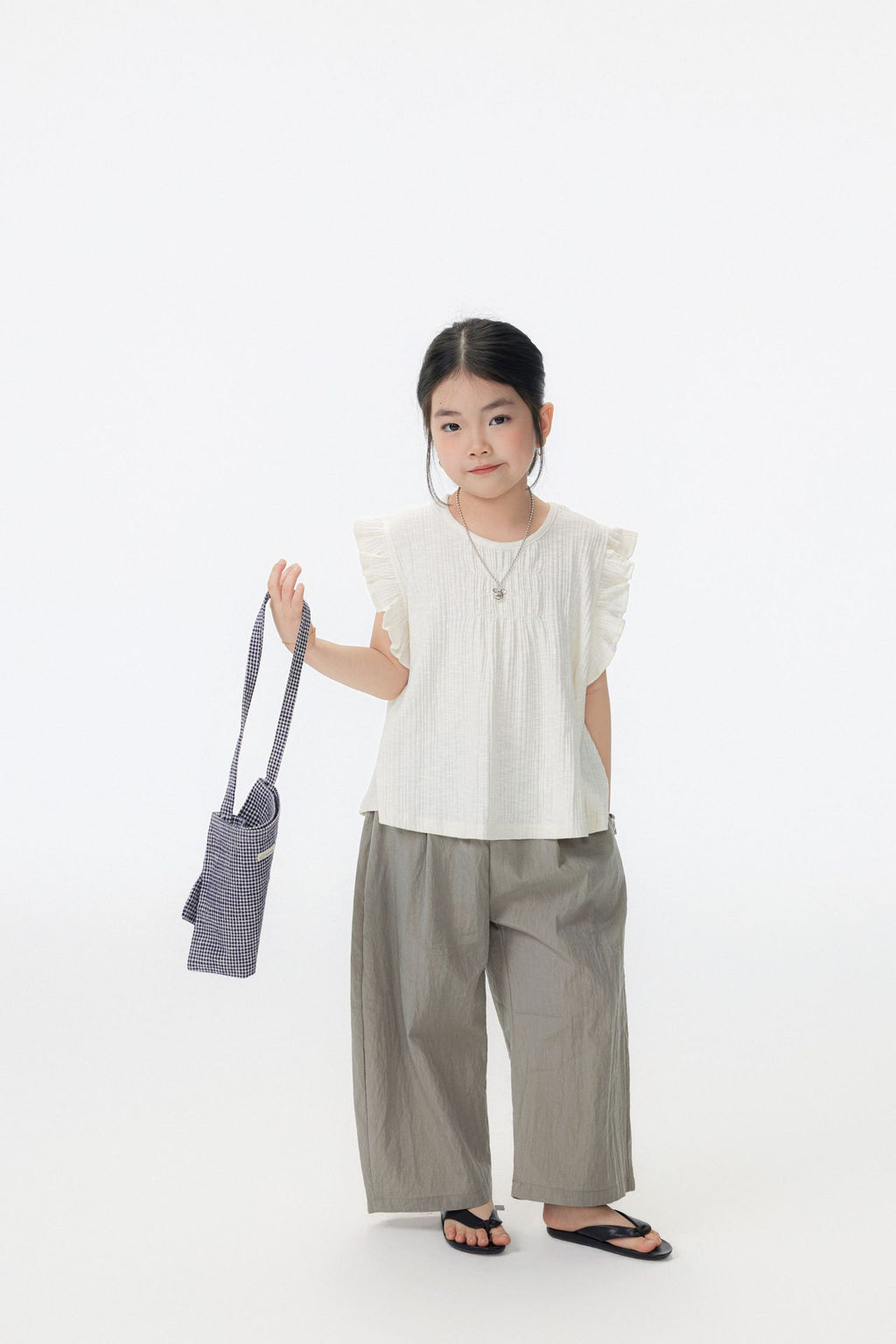 【90-150cm / F】【親子裝】日系竹節坑條小飛袖娃娃衫