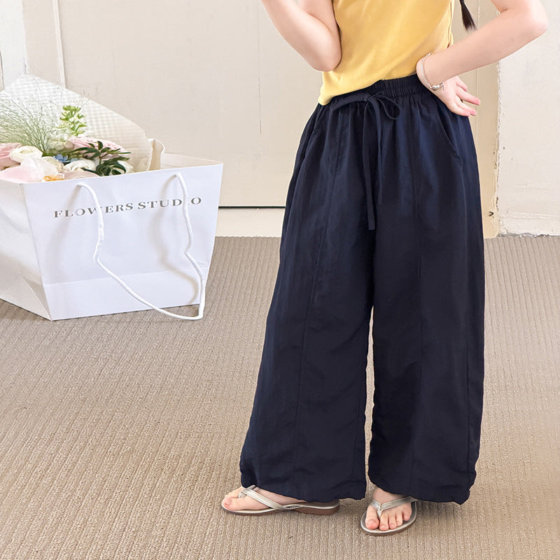【100-170cm】肌理感水洗不易皺竹棉涼感防蚊褲