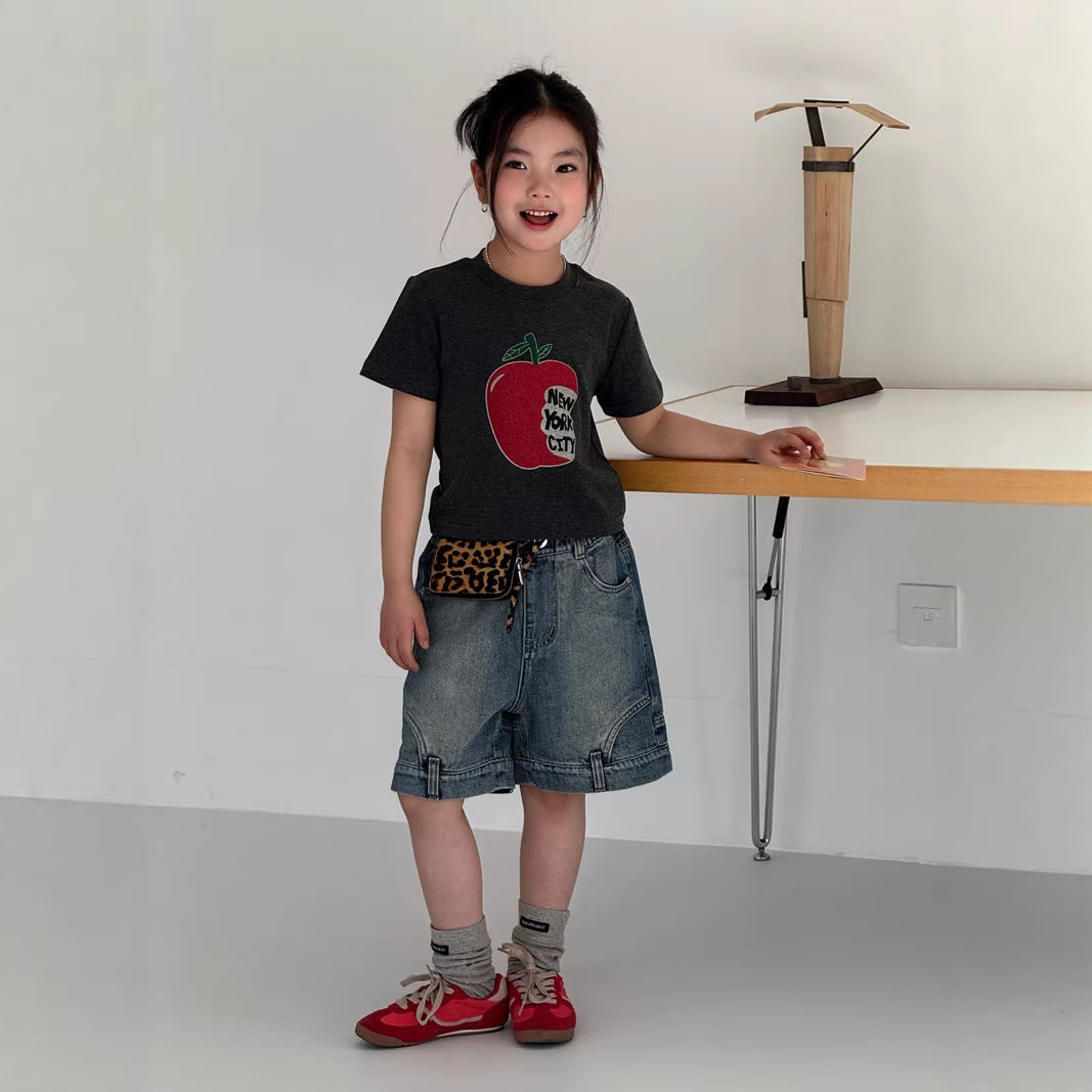 【120-160cm】蘋果彈性T