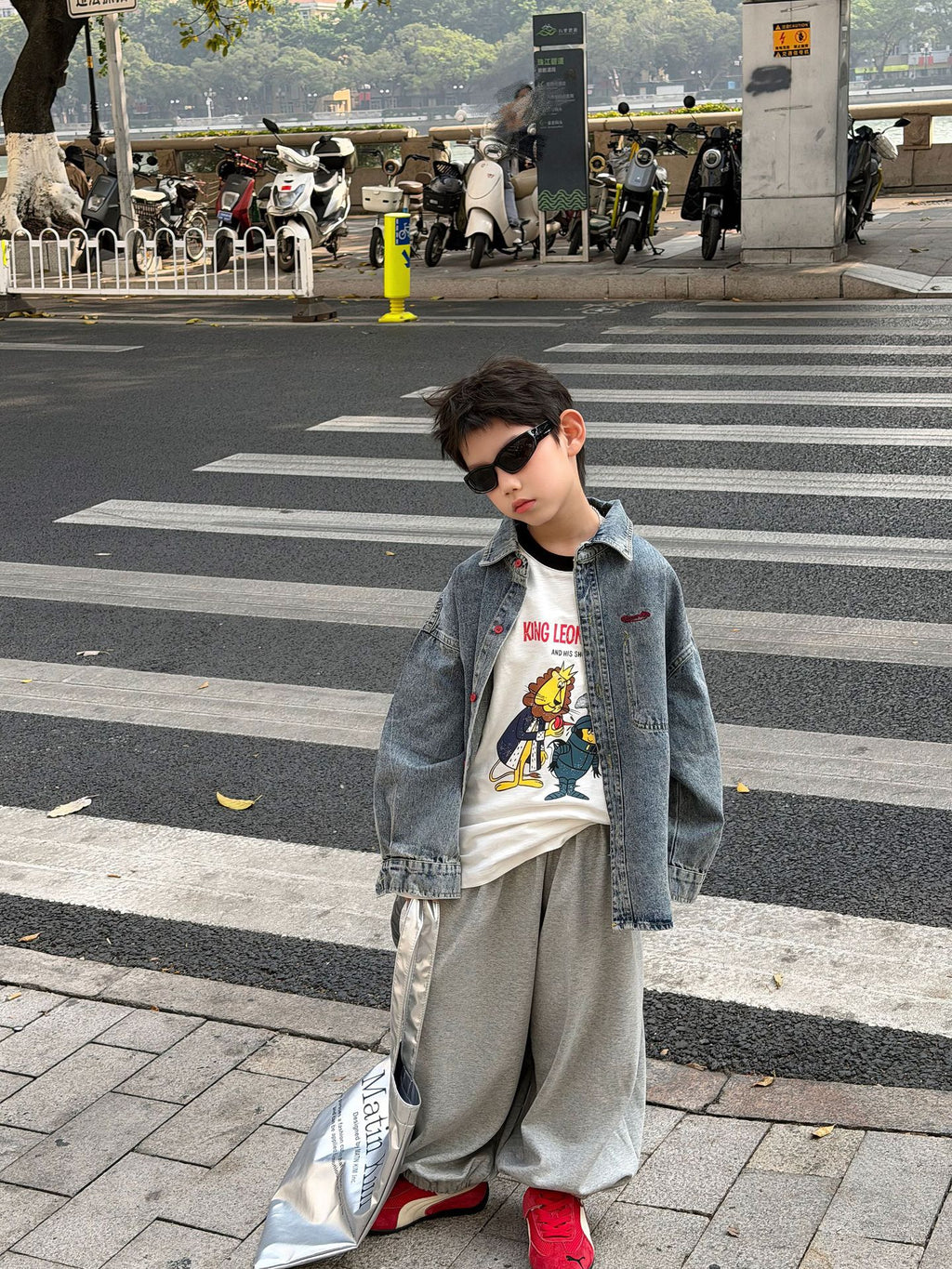 【90-160cm】韓版帥氣休閒寬鬆牛仔襯衫