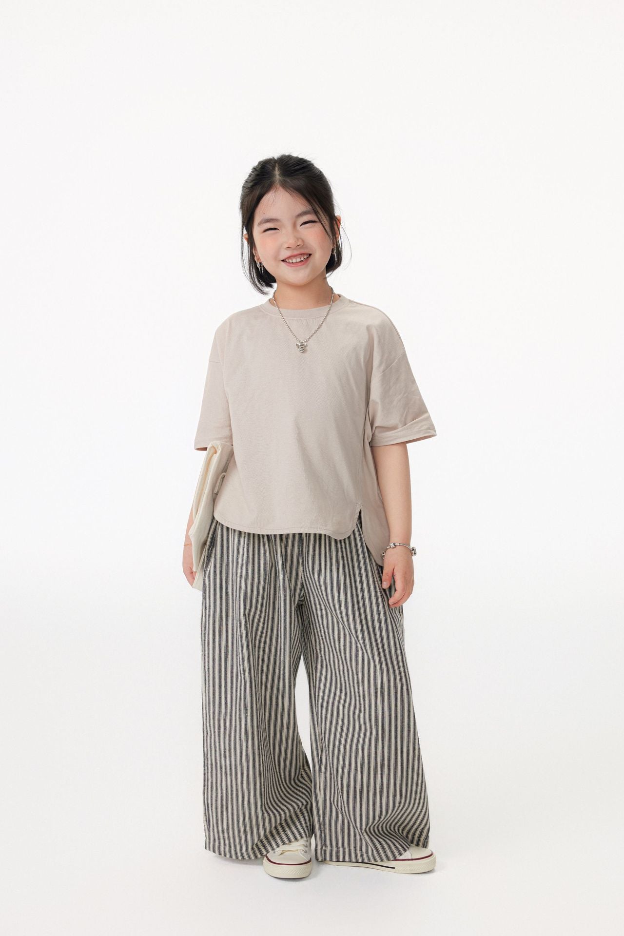 【90-150cm / M.L】【親子裝】日系前擺圓弧寬版短袖