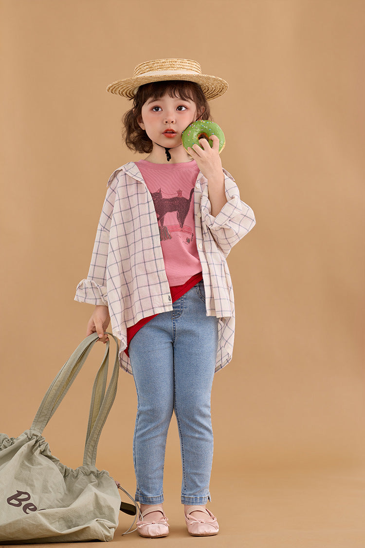 【90-150cm】高彈力修身貓咪打底衣