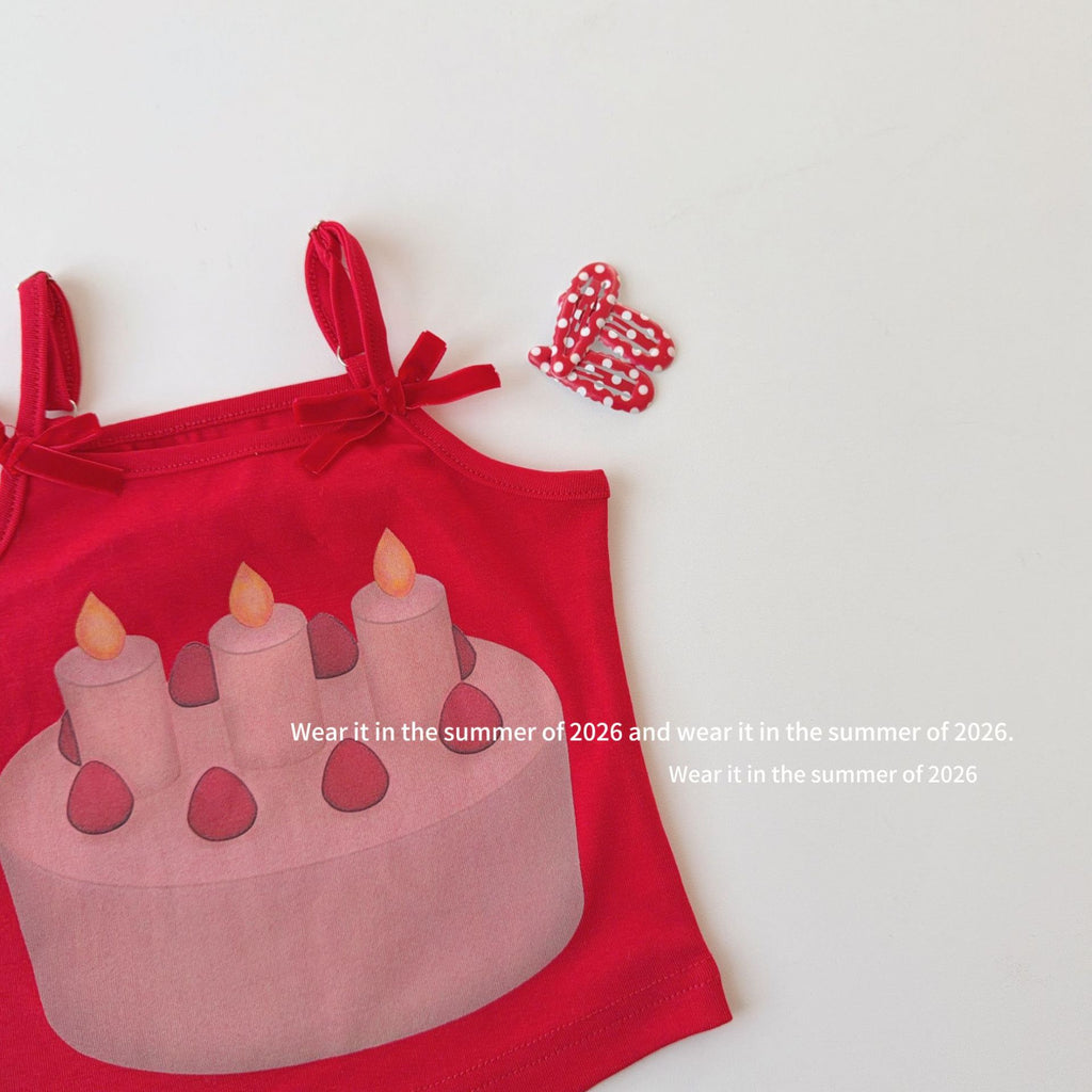 【90-150cm】立體小蛋糕紅色T