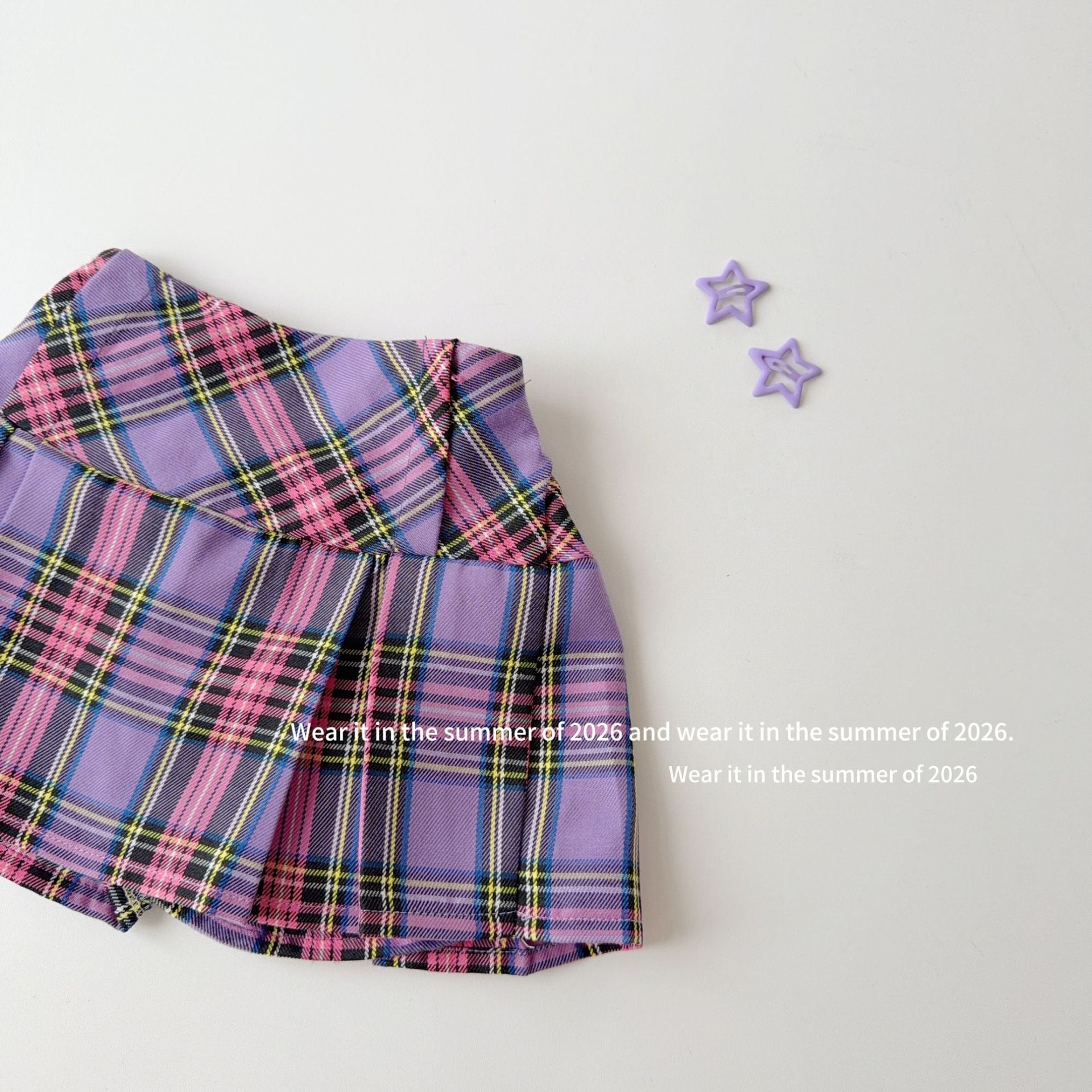 【90-150cm】復古彩色格紋百褶裙