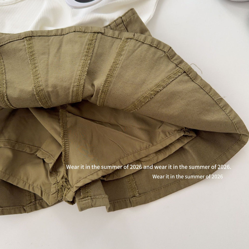 【90-150cm】美式復古水洗工裝褲裙