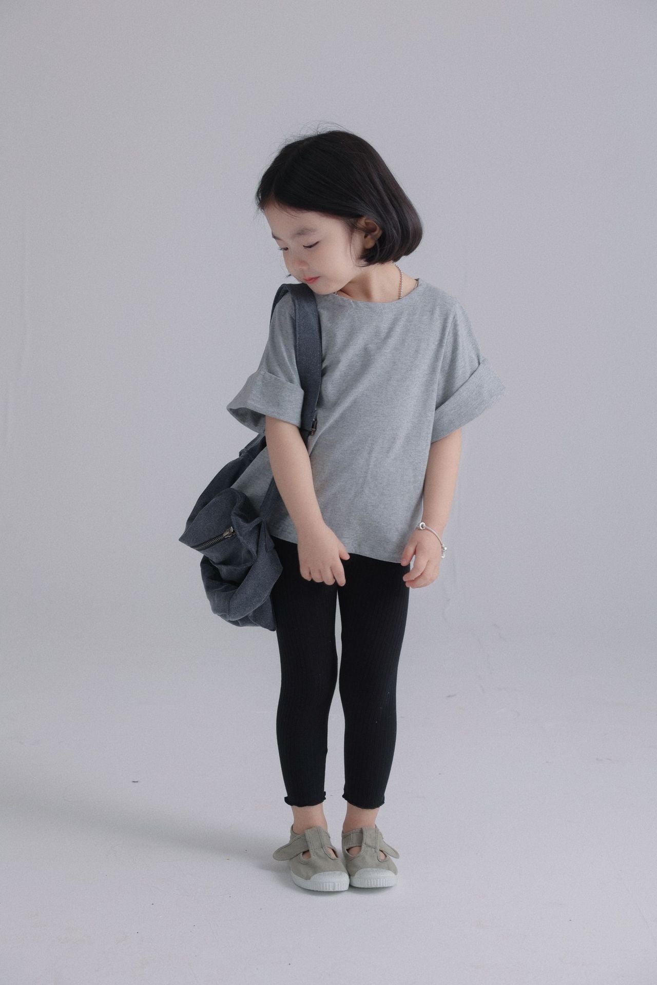 【90-150cm / F】【親子裝】日系薄款彈性坑條密邊打底褲