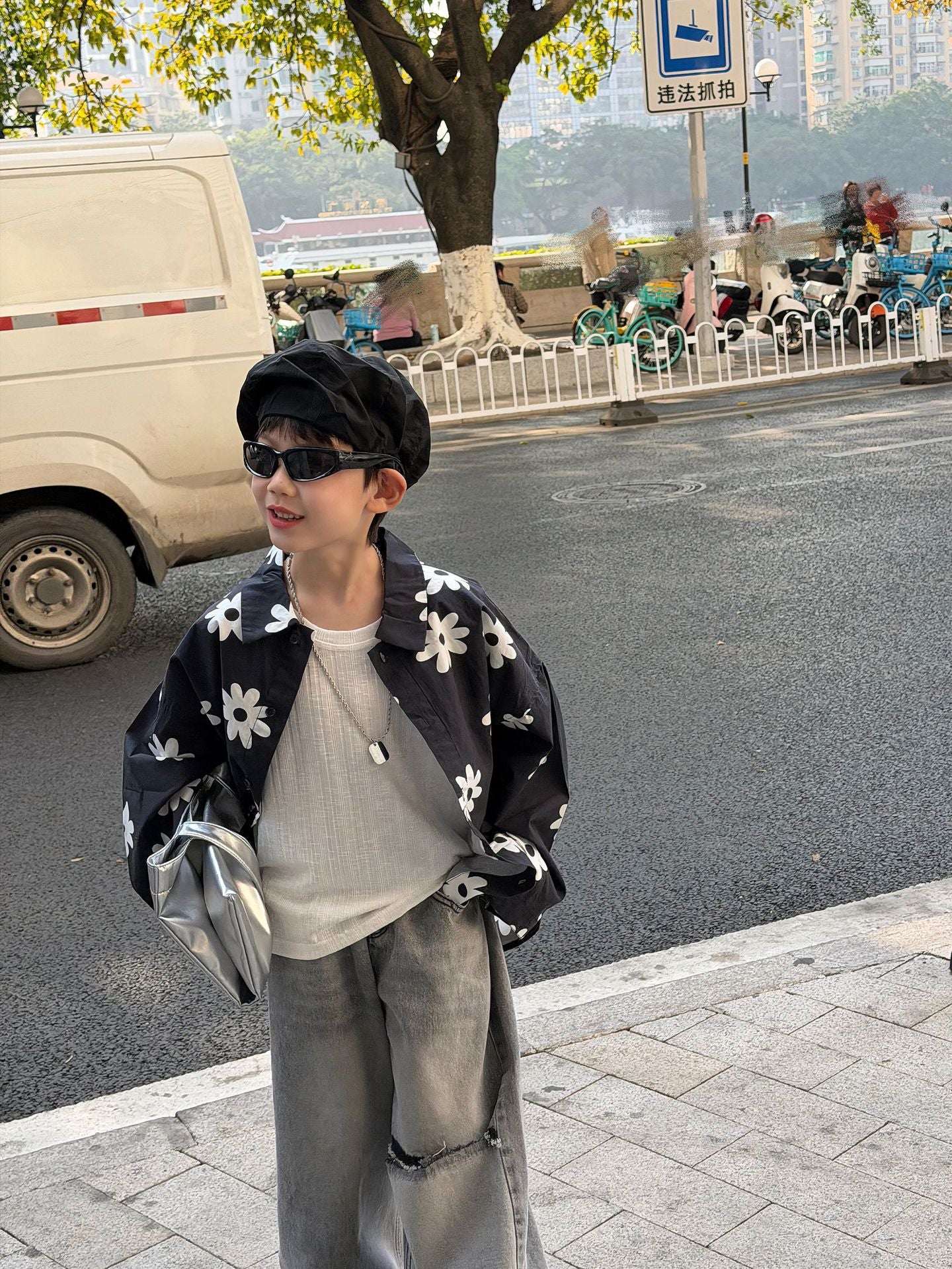 【90-160cm】美式復古GD同款花朵襯衫