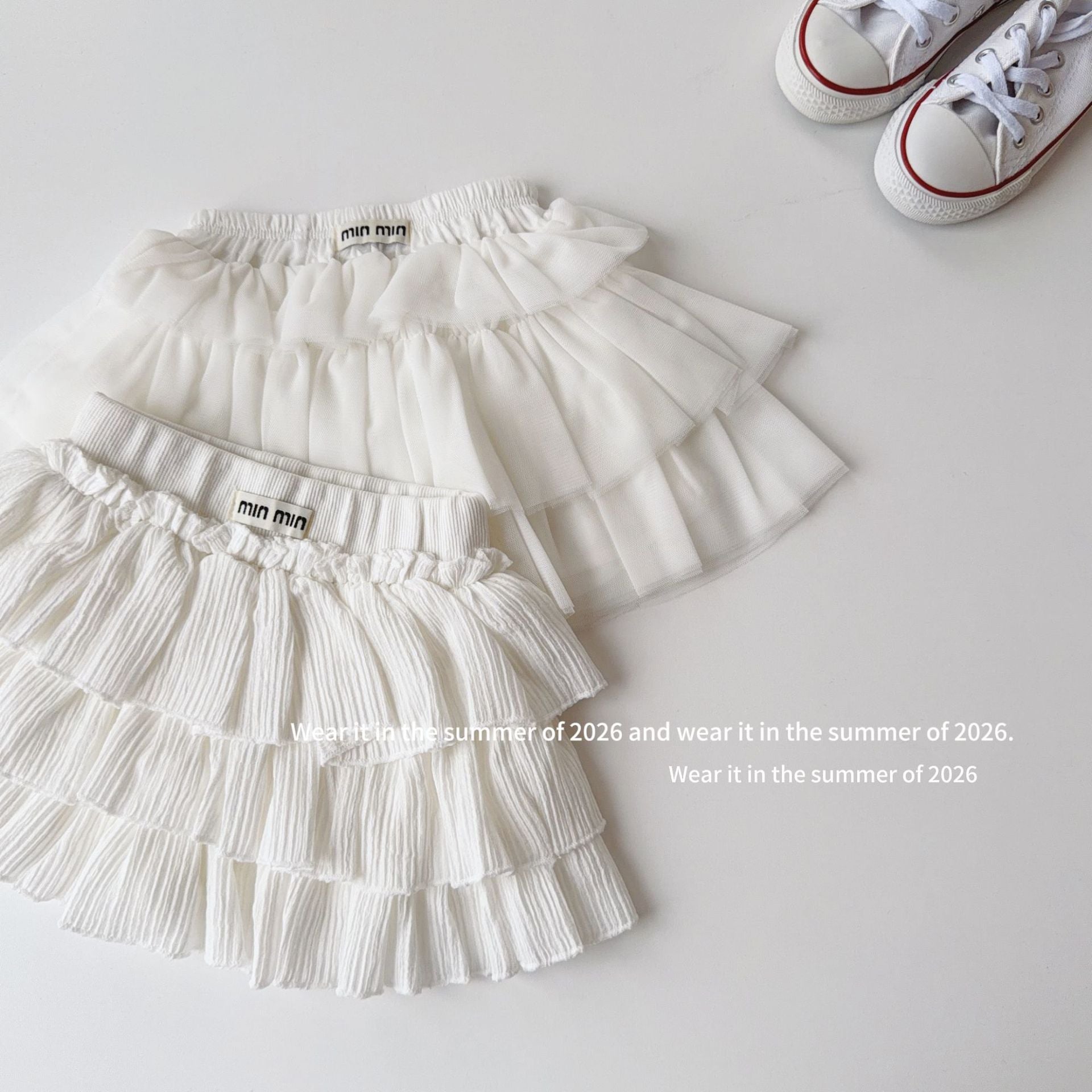 【90-150cm】(帶安全褲)網紗蛋糕半身裙
