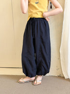 【100-170cm】肌理感水洗不易皺竹棉涼感防蚊褲