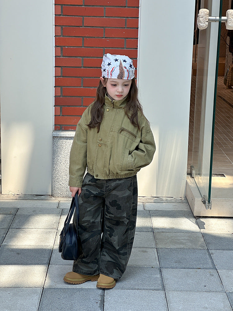 【現貨 160cm】韓版帥氣工裝機車夾克