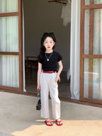 【90-150cm】修身辣妹正肩圓領短袖
