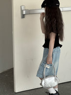 【100-150cm】工裝牛仔五分褲